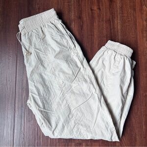 SMALL WILO The Label Lined Parachute Drawstring Joggers in Beige